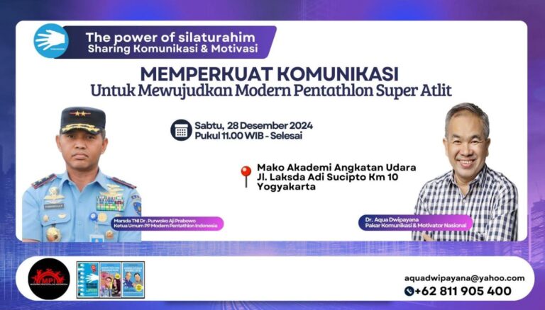 Pakar Komunikasi Dr Aqua Dwipayana Motivasi Tim Atlet dan Pelatih Modern Pentathlon di Yogyakarta