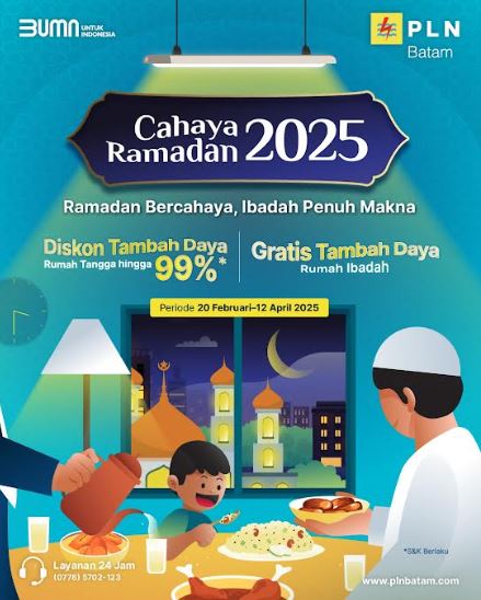 PT PLN Batam Hadirkan Promo Diskon Biaya Tambah Daya Rumah Tangga Hingga 99% dan Gratis Biaya Tambah Daya Rumah Ibadah