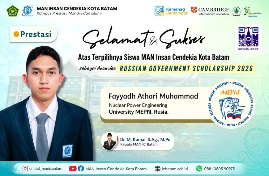Siswa MAN Insan Cendekia Batam Fayadh Athari Muhammad Raih Beasiswa…
