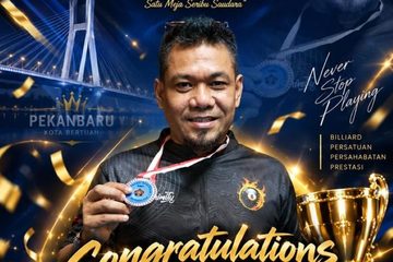Ketua SIWO PWI Kepri Endang Kurnia Juara National Open PWI Pekanbaru 2026 di Golden Break Pekanbaru